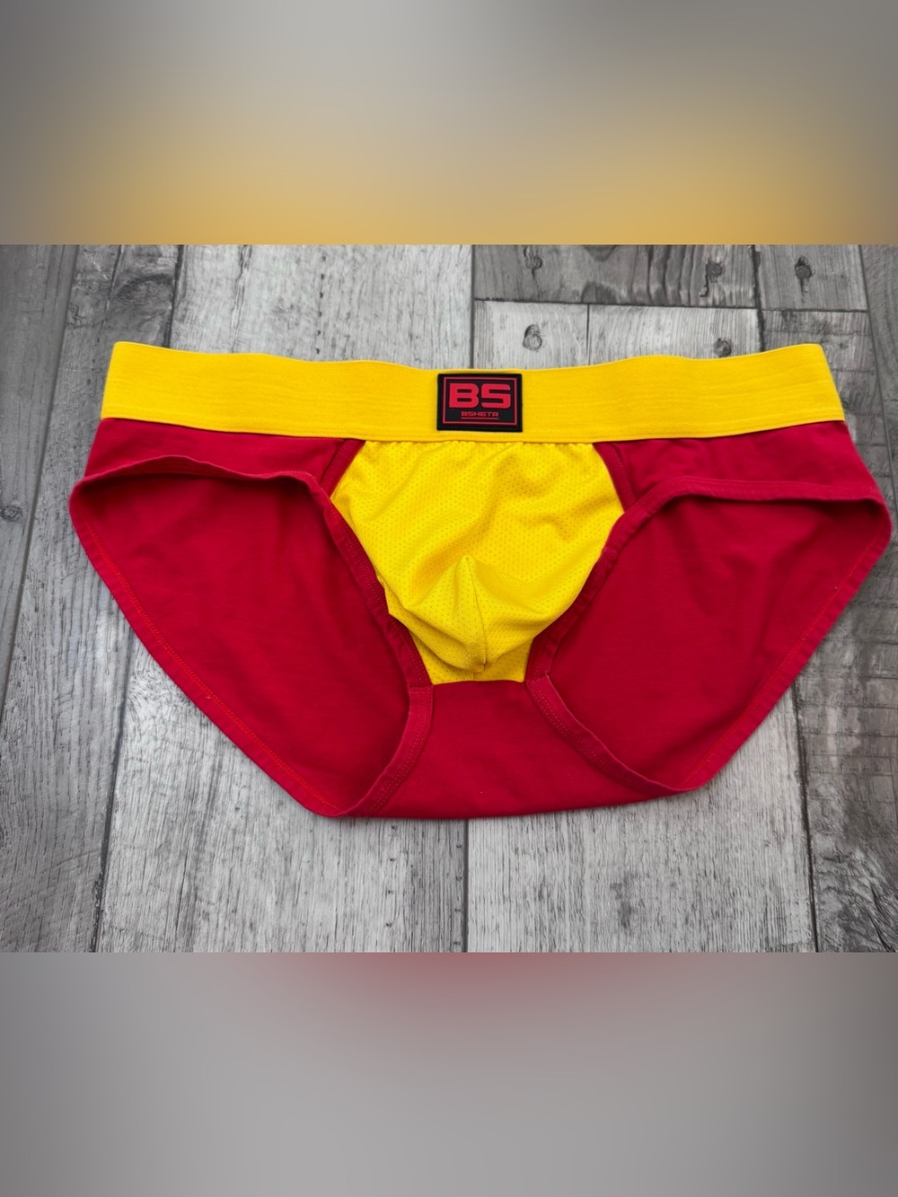 BSHETR BS Athletic Red & Yellow Men’s XL Front Briefs Underwear
